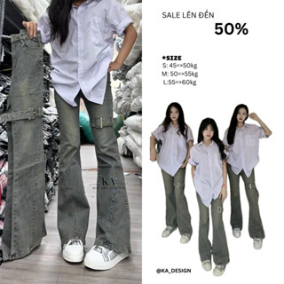   DEAL MỞ BÁN  Quần JEANS NỮ ống loe Kèm ĐAI co dãn nhẹ thanh lịch thời trang nữ 