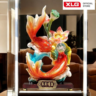 ĐỒ DECOR TRANG TRÍ NỘI THẤT – MÔ HÌNH SONG NGƯ SẮC MÀU 34CM