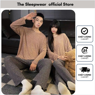 Bộ ngủ dài tay Mùa Thu Đông cho nam và nữ -The sleepwearBĐ05- Bộ dài tay len tăm unisexcó size 110kg