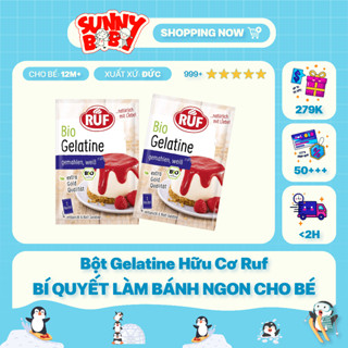 [ĐỨC] Bột Gelatine hữu cơ RUF 9g làm thạch rau câu, pudding và chế biến các món ăn cho Bé ăn dặm