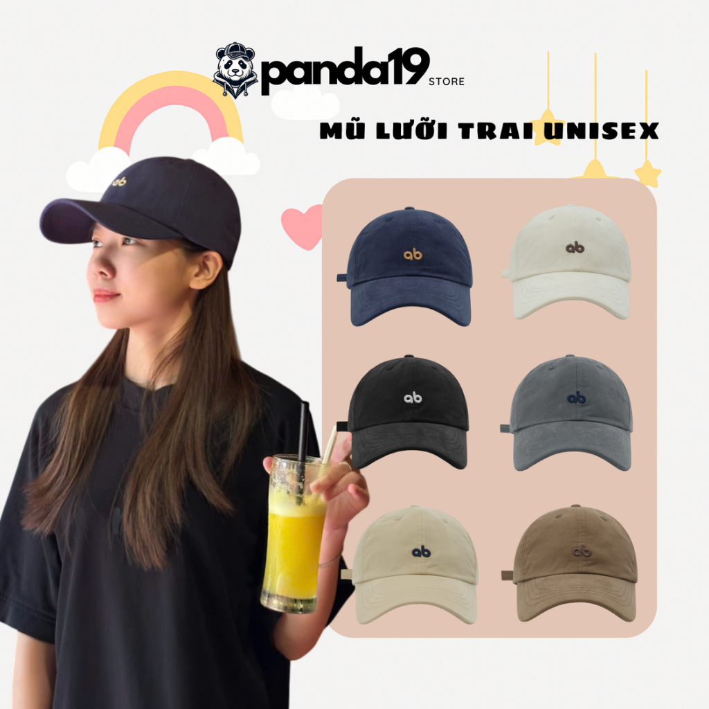 [Form Mềm] Mũ Lưỡi Trai AB, Mũ Bóng Chày Nam Nữ Chữ Thêu Nổi, Nhiều Màu Sắc, Chất Cotton Cao cấp - P
