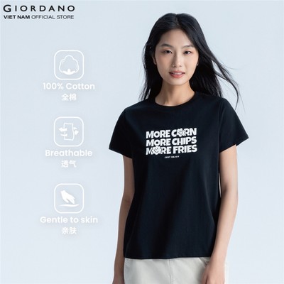 GIORDANO Áo Thun Nữ Ngắn Tay In Hình 5395238