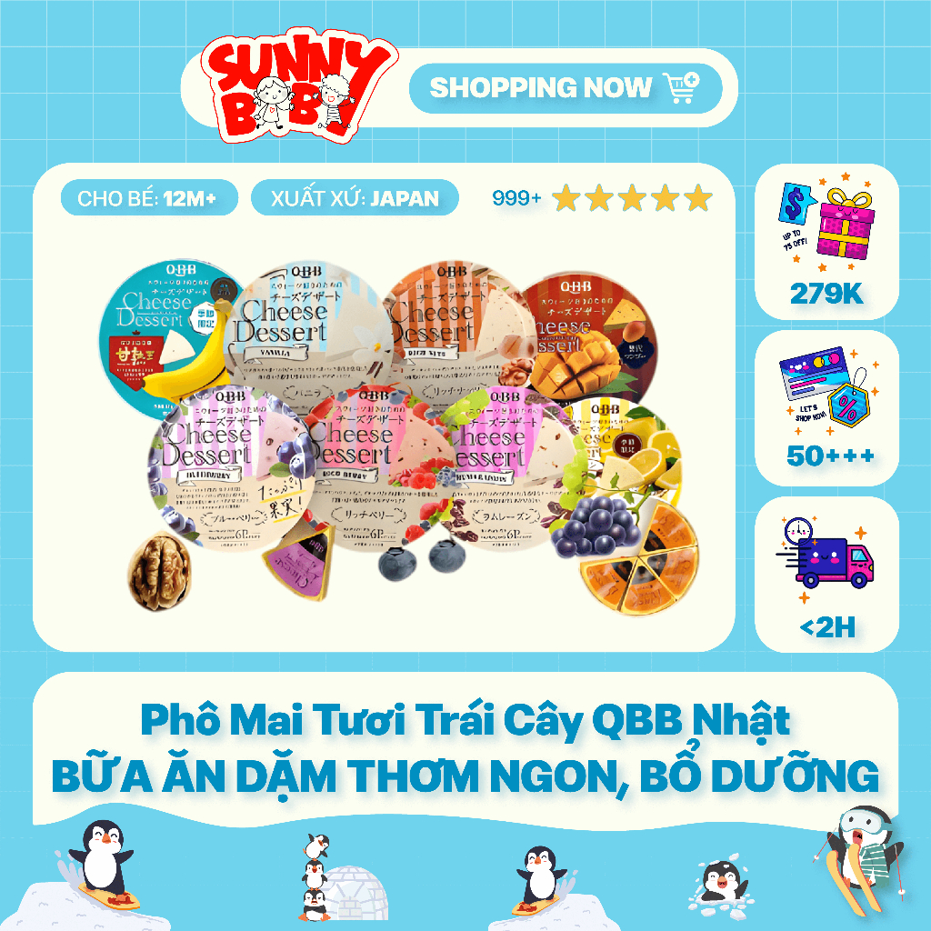 [NHẬT BẢN] Phô mai tươi trái cây QBB Nhật cho Bé DATE MỚI