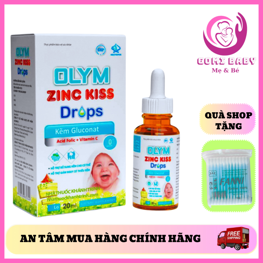 [CHÍNH HÃNG] OLYM ZINC KISS Drops bổ sung kẽm hữu cơ, Folic cho trẻ, Giúp trẻ ăn ngon, ngủ tốt