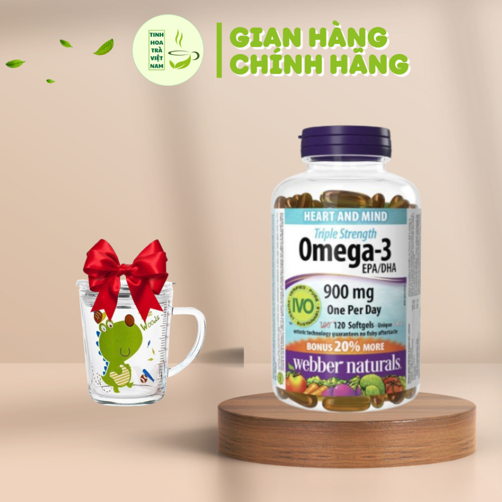 [CHÍNH CHÍNH NGHẠCH]  Dầu cá Omega 3 900mg Triple Strength Webber Natural, Bảo Vệ Tim Mạch, Bổ Não, 