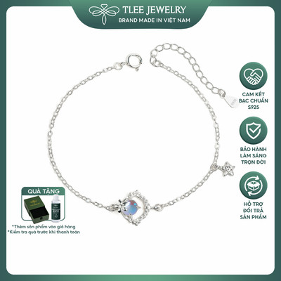 Lắc tay bạc nữ TLEE Flora Spark điểm hoa đính đá moonstone charm ngôi sao cá tính TleeJewelry LT0489