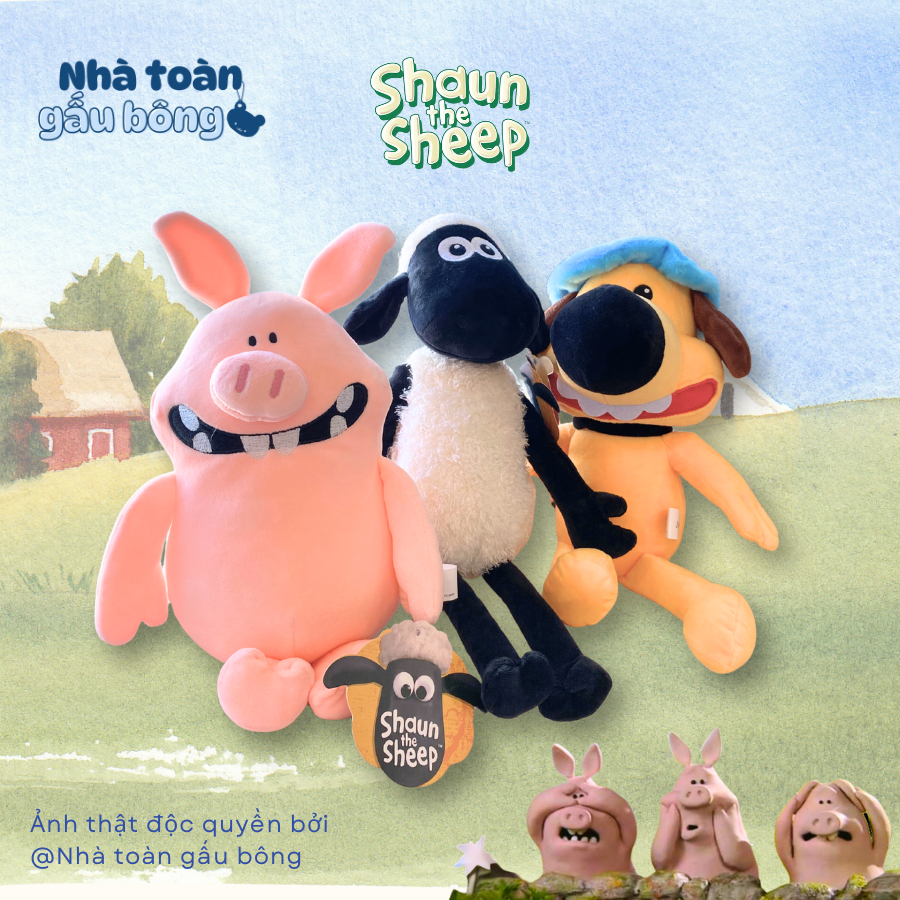 [Sẵn] Gấu Bông Chó Bitzer Shaun The Sheep, Gấu Bông Hoạt Hình Dễ Thương, Quà Tặng Gấu Bông Cừu, Cừu 