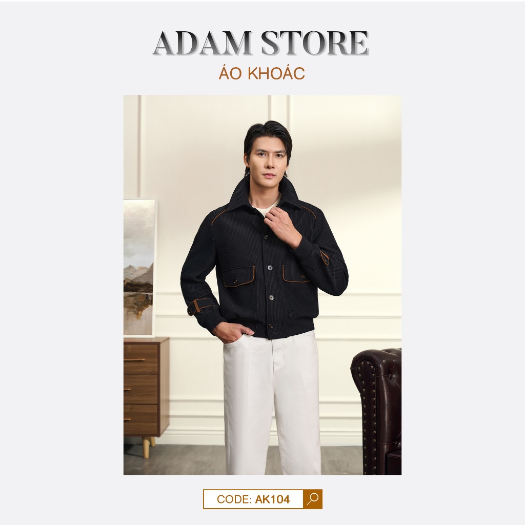 ÁO KHOÁC NAM MÀU ĐEN GÂN NỔI PHỐI VIỀN CAM THE TUXEDO AK104