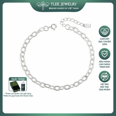 Lắc tay bạc nữ TLEE vòng tay dây xích trơn mắt xích xù đơn giản, cá tính TleeJewelry