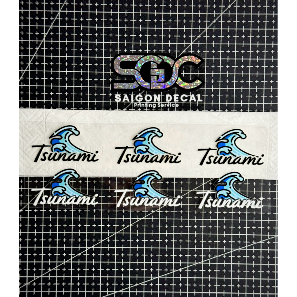 Tem Sticker DTF Cơn Sóng Tsunami Japan, Tsunami Wave Japan 2025 - 2 Màu Sắc |SGDC - 1 Cái|