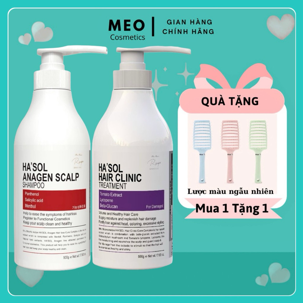 Combo Dầu Gội Ngăn Rụng Kích Mọc Tóc Hasol Anagen Scalp Shampoo + Kem Ủ Tóc Phục Hồi Hư Tổn Hasol Ha