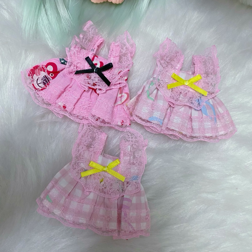 VÁY REN CÔNG CHÚA NƠ GIỮA ĐIỆU ĐÀ ĐÁNG YÊU DOLL BÉ GÁI SIZE 5IN
