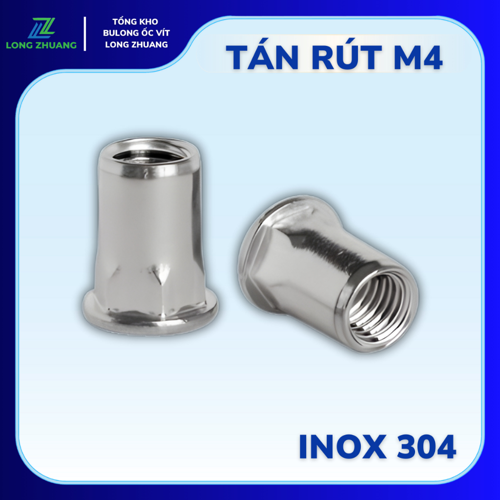 Tán Rút, Ecu Rút Inox 304 Size M4 - Chuẩn Inox 304
