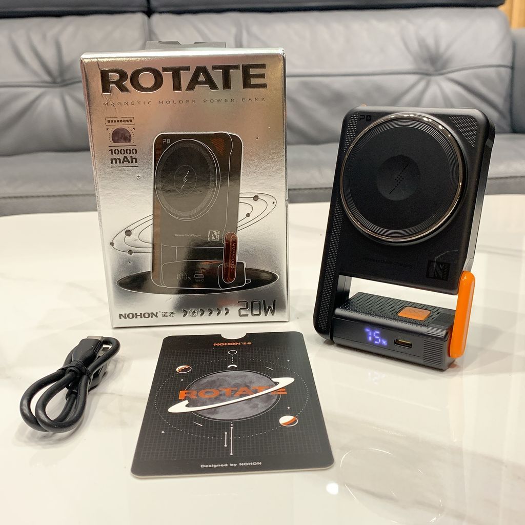 Pin dự phòng NOHON 10.000mAh sạc nhanh 20W, sạc không dây kiêm đế dựng điện thoại