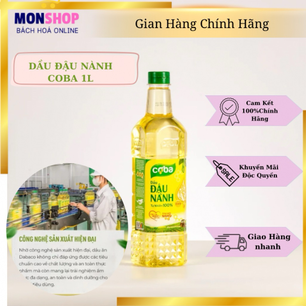 Dầu Ăn Đậu Nành Coba  1L _ Dầu Thực Vật Dabaco