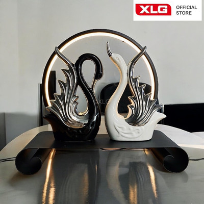 ĐỒ DECOR TRANG TRÍ NỘI THẤT – ĐÔI THIÊN NGA ĐEN TRẮNG RETRO 22CM