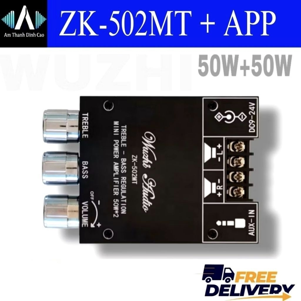 𝗭𝗞-𝟱𝟬𝟮𝗠𝗧 +𝗔𝗣𝗣 𝗪𝘂𝘇𝗵𝗶 Mạch khuếch đại âm thanh Bluetooth zk 502MT DIY