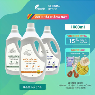  Nước Rửa Tay Bồ Hòn Hữu Cơ ECOCARE 1 lít - Tặng kèm vỏ chai 250ml - Sạch khuẩn chăm sóc da tay 