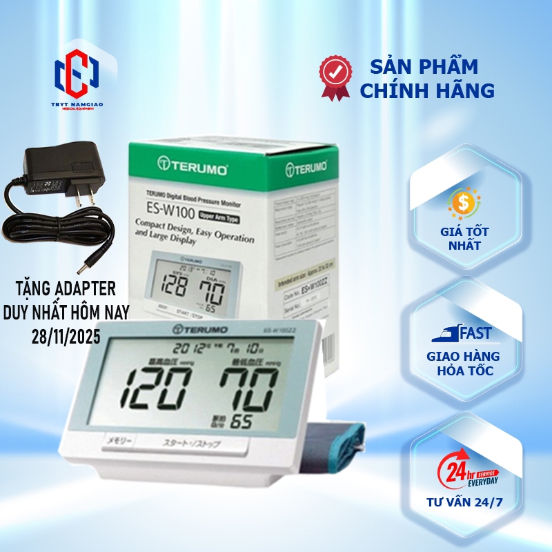 MÁY ĐO HUYẾT ÁP TERUMO ES-W100 Máy Đo Huyết Áp Bắp Tay, Chính Xác Và Nhanh Chóng [Tặng Adapter]
