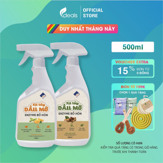  Xịt tẩy dầu mỡ enzyme bồ hòn tinh dầu Cam sả  Quế ECOCARE - Chai 500ml 