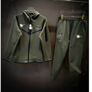  Bộ Quần Áo Thể thao Đông Pê Sờ gờ Màu Rêu Hot Cao cấp Logo Thêu dập nổi  Bộ dài Tay Rêu Siêu Đẹp nỉ dày dặn Boy Phố 