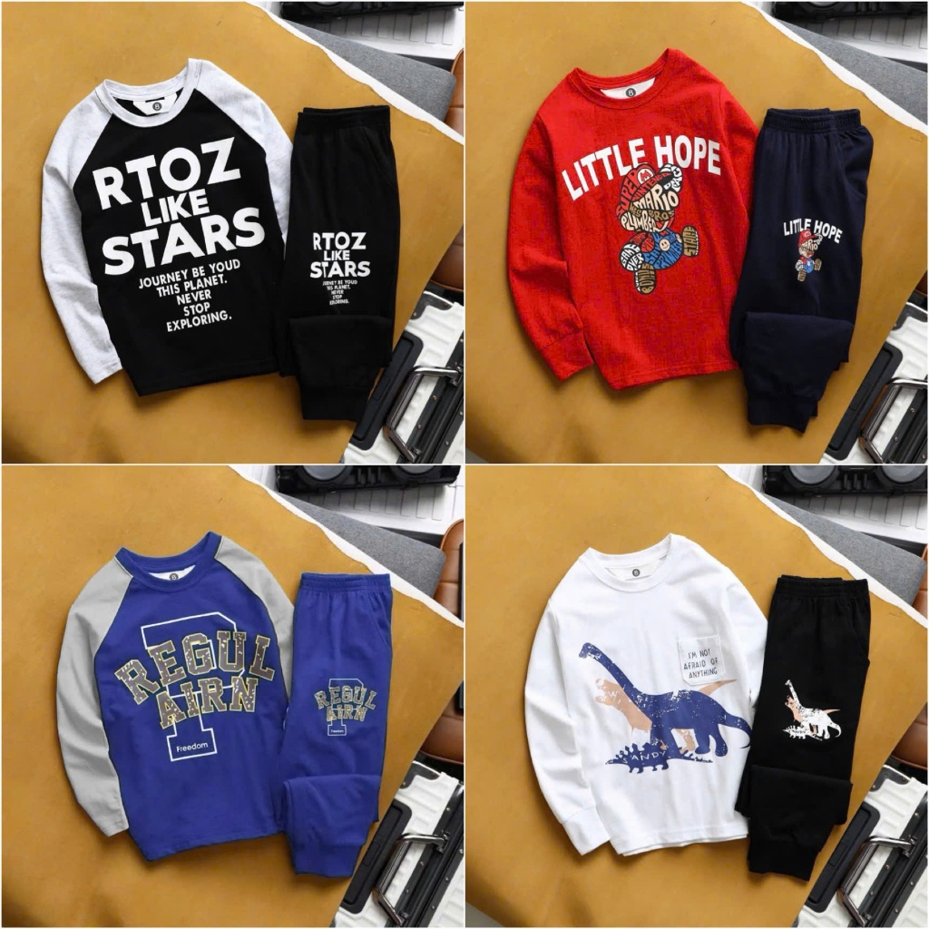 Bộ Thu Đông Bé Trai Bé Gái Size Đại 45kg - Chất Cotton Mềm Mịn Khô Thoáng - Thời Trang Trẻ Em Moonbe - Bộ RT