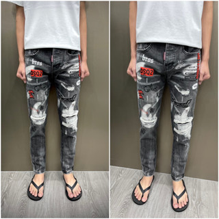  Quần jean nam xám khói loang rách xù bản an nhiệt host hist boy phố 2026 