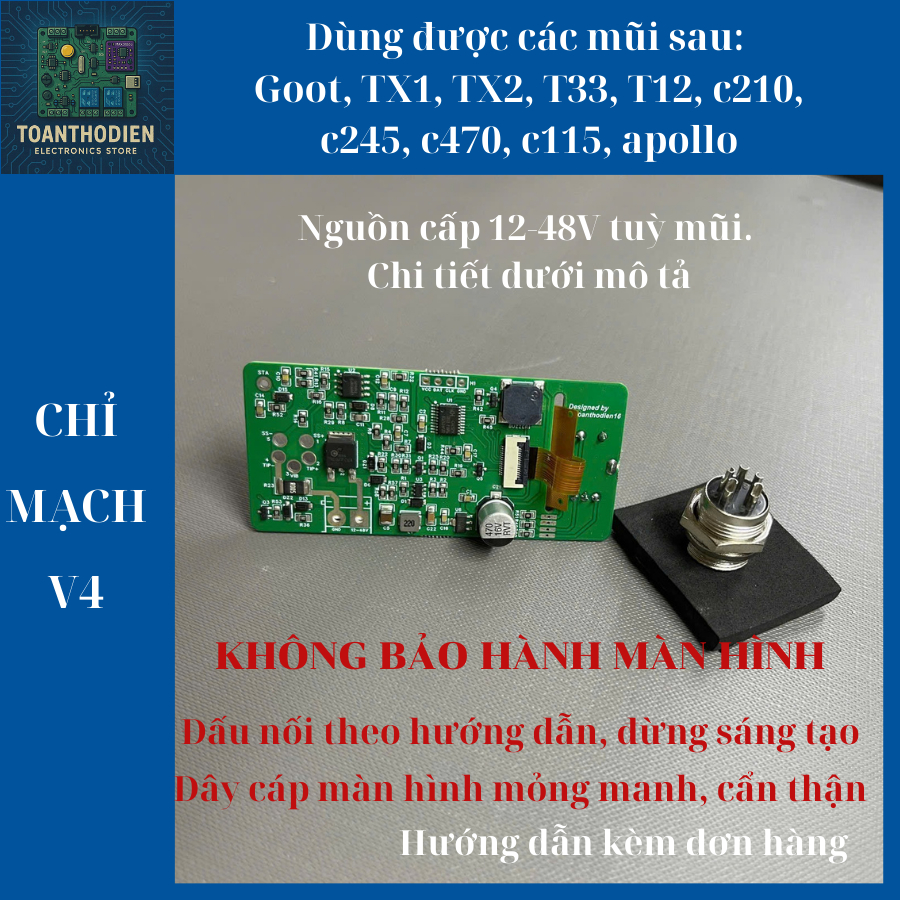 V4 Mạch trạm hàn V4 điều khiển mũi Goot TX1, TX2, T33, T12, c210, c245, c470 apollo toanthodienshop