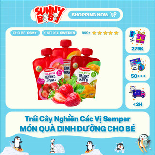   THỤY ĐIỂN  Trái cây nghiền các vị Semper 90G dành cho Bé từ 6 tháng tuổi trở lên 