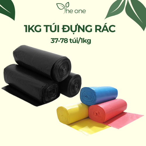 Lô 3 cuộn túi rác màu (1kg) túi đựng rác sinh học tự phân hủy, thành túi dày hạn chế rỉ nước