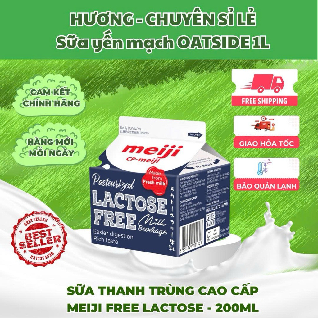 Size nhỏ-Sữa thanh trùng Meiji lactose free MININI 200ml (1 Hộp)