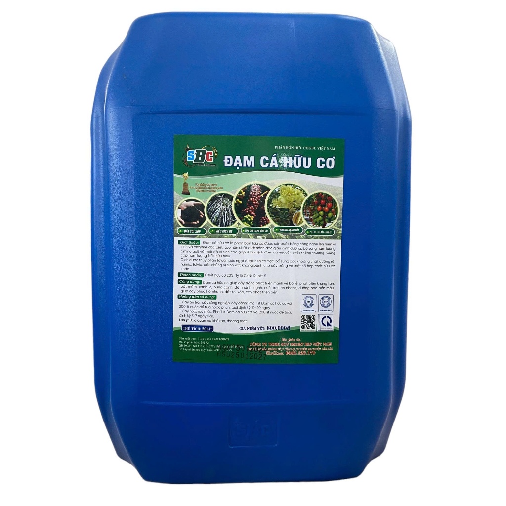Can 20 Lít-SBC Phân Bón Hữu Cơ,Đạm cá Humic cô đặc, an toàn cho hệ sinh thái  76124