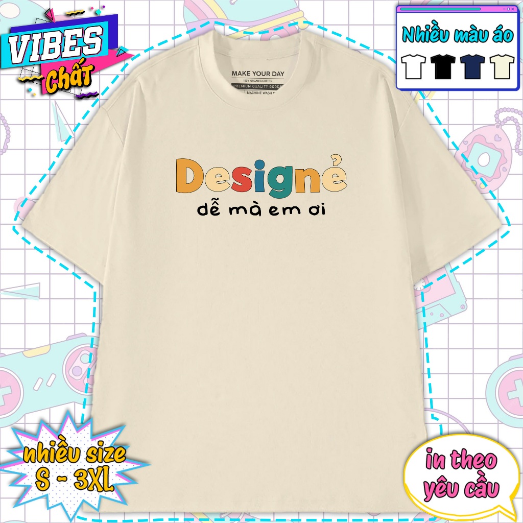 Áo Thun Designer - Áo Thun Thiết Kế Đồ Họa - Meme Đi Làm Hài Hước - Oversize Form Rộng 100%Cotton