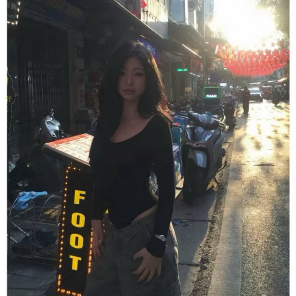 Áo bodysuit tay dài ôm fit body tôn dáng