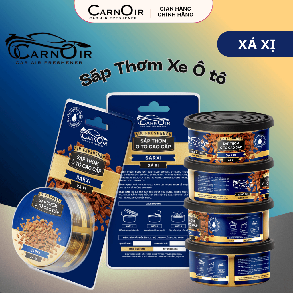 Sáp Thơm Xe Oto CarNoir (đã Kiểm định VN TEST ) KHÔNG CỒN - Khử Mùi không gian Xe Oto Cao Cấp