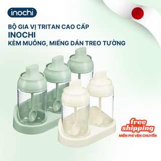  BỘ 3 LỌ GIA VỊ Tritan Yoko Inochi - an toàn cao cấp tích hợp muỗng tiện lợi khi sử dụng 