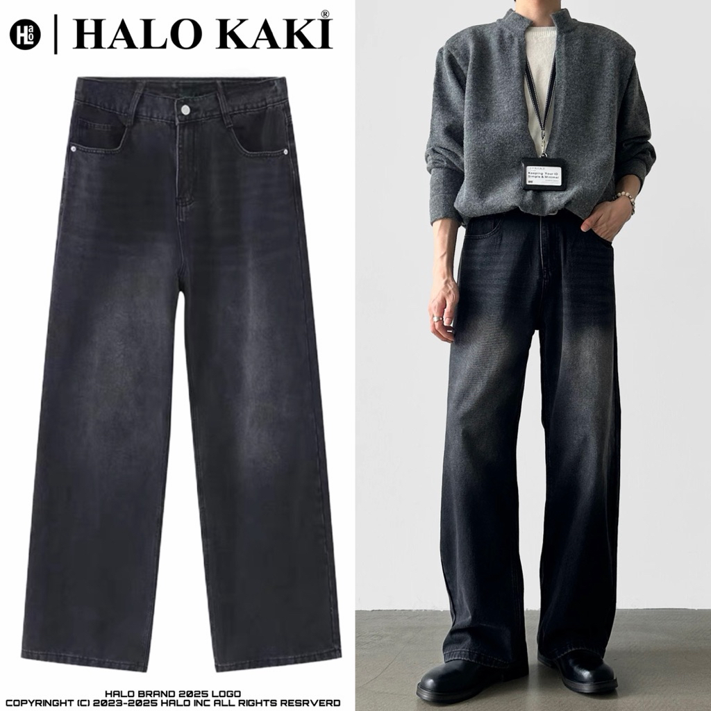 QUẦN JEANS BAGGY ĐEN KHÓI NHẠT V2 - QUẦN JEANS ỐNG RỘNG PHỦ GÓT | BigBuy360 - bigbuy360.vn
