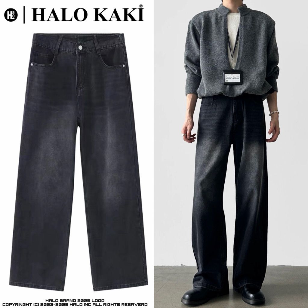 QUẦN JEANS BAGGY ĐEN KHÓI NHẠT V2 - QUẦN JEANS ỐNG RỘNG PHỦ GÓT | BigBuy360 - bigbuy360.vn