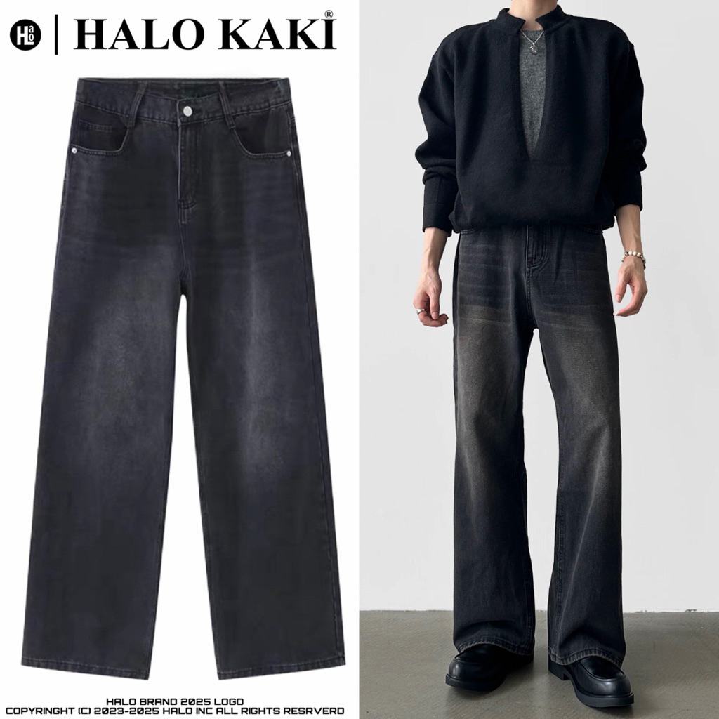 QUẦN JEANS BAGGY ĐEN KHÓI NHẠT V2 - QUẦN JEANS ỐNG RỘNG PHỦ GÓT