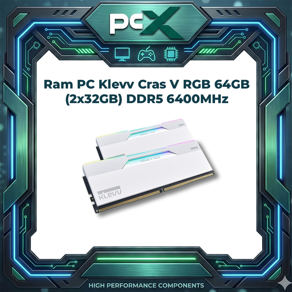 Ram PC Klevv Cras V RGB 64GB (2x32GB) DDR5 6400MHz XMP Expo AMD (KD5BGUA80-64A320J)