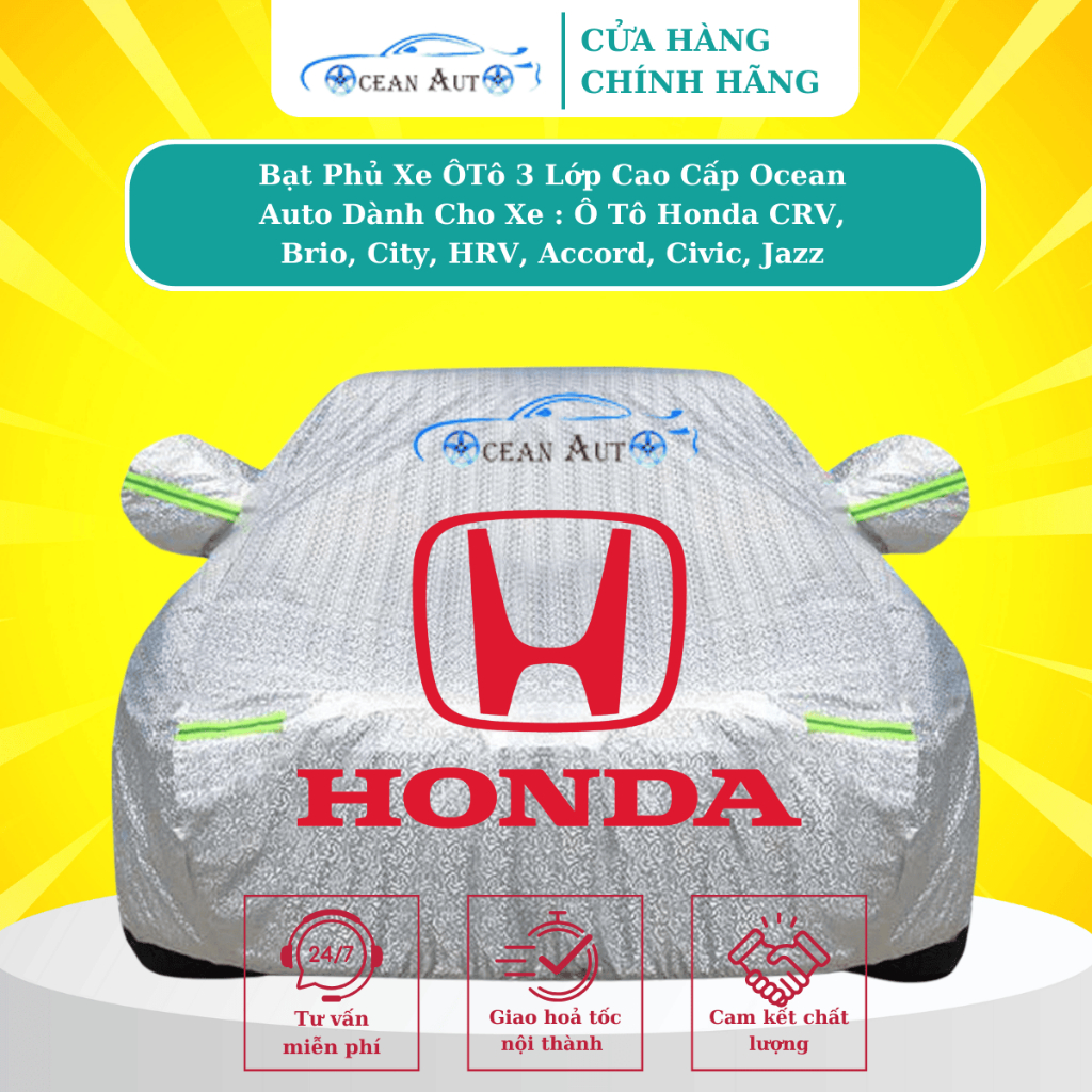 Bạt Phủ Xe Ô Tô Honda CRV,City,BRV,HRV,Accord,Civic hàng cao cấp vài dù 650T thế hệ mới