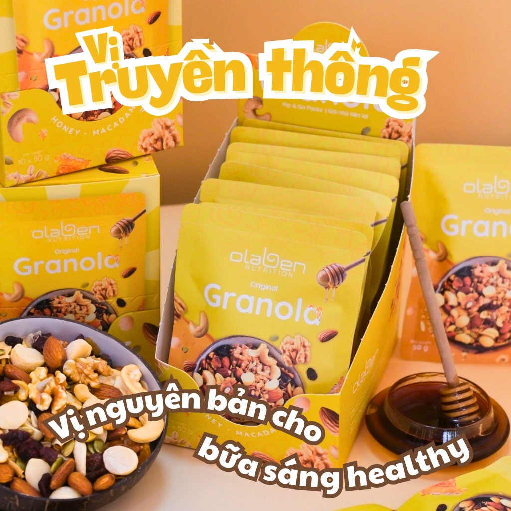 Olaben Nutrition Granola Túi Nhỏ 50g (Hộp 10 Gói) - Vị Truyền Thống