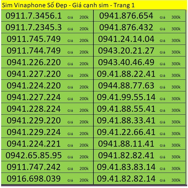Sim Vinaphone Trả trước giá rẻ