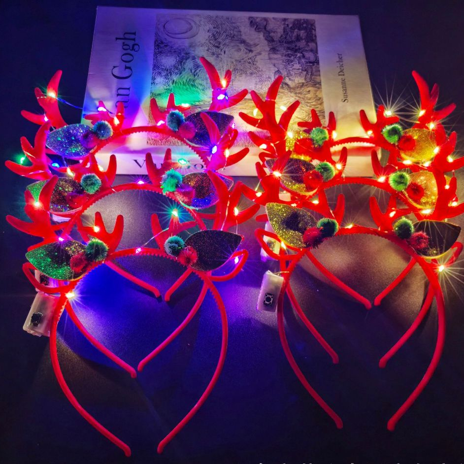 Cài tóc giáng sinh, bờm tóc noel sừng hươu có đèn led phát sáng xinh xắn