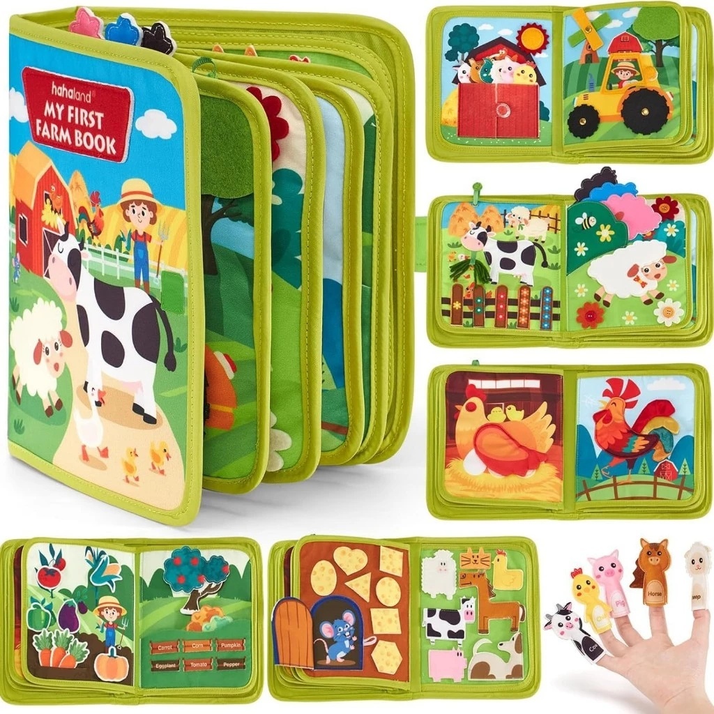 Sách im lặng giáo dục sớm, chủ đề trang trại động vật. Đồ chơi giáo dục sớm, Bộ sách bận rộn 3D Mont