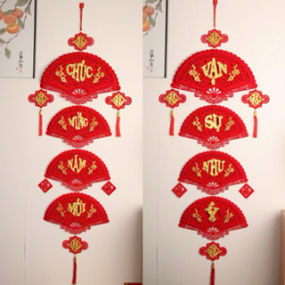  HÀNG ĐẸP 1 đôi câu đối đỏ liễng trang trí tết in chữ Việt Nam làm từ vải nhung đẹp 
