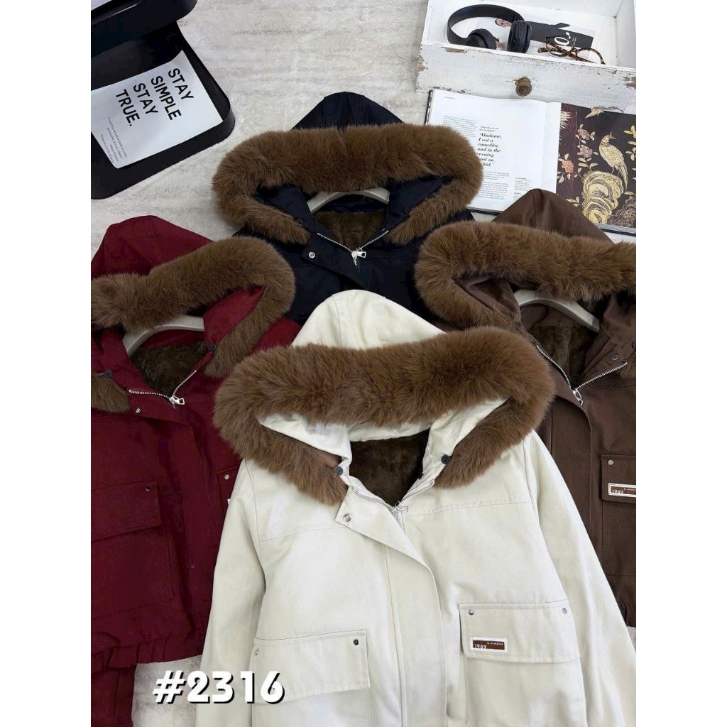 Áo khoác parka nữ lót lông cao cấp, áo khoác nữ lót lông dày ấm