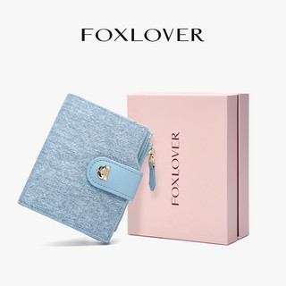  FOXLOVER Ví nữ Kích thước ngắn 10 ngăn đựng thẻ Túi đựng tiền xu Tặng kèm hộp quà tặng 