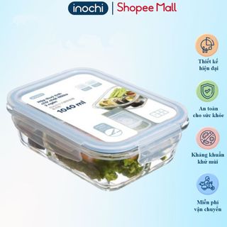   ĐA KHO  Hộp thủy tinh chữ nhật Inochi sử dụng trong lò vi sóng nắp đậy thông minh,hộp cơm 