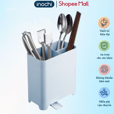Ống đựng đũa muỗng Inochi đứng/nằm, lỗ thoát nước, dễ lau chùi, thiết kế tinh gọn, tiện dụng nhà bếp